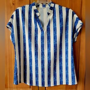 Navy and White Top Size L